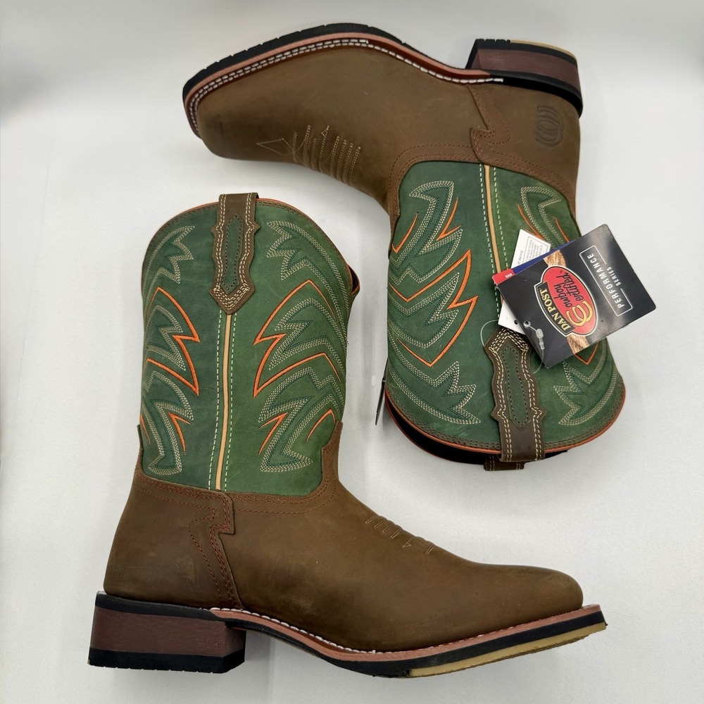 Dan Post Arrowhead Performance Boots Men's Size 12 D Brown Green Leather - Picture 6 of 16
